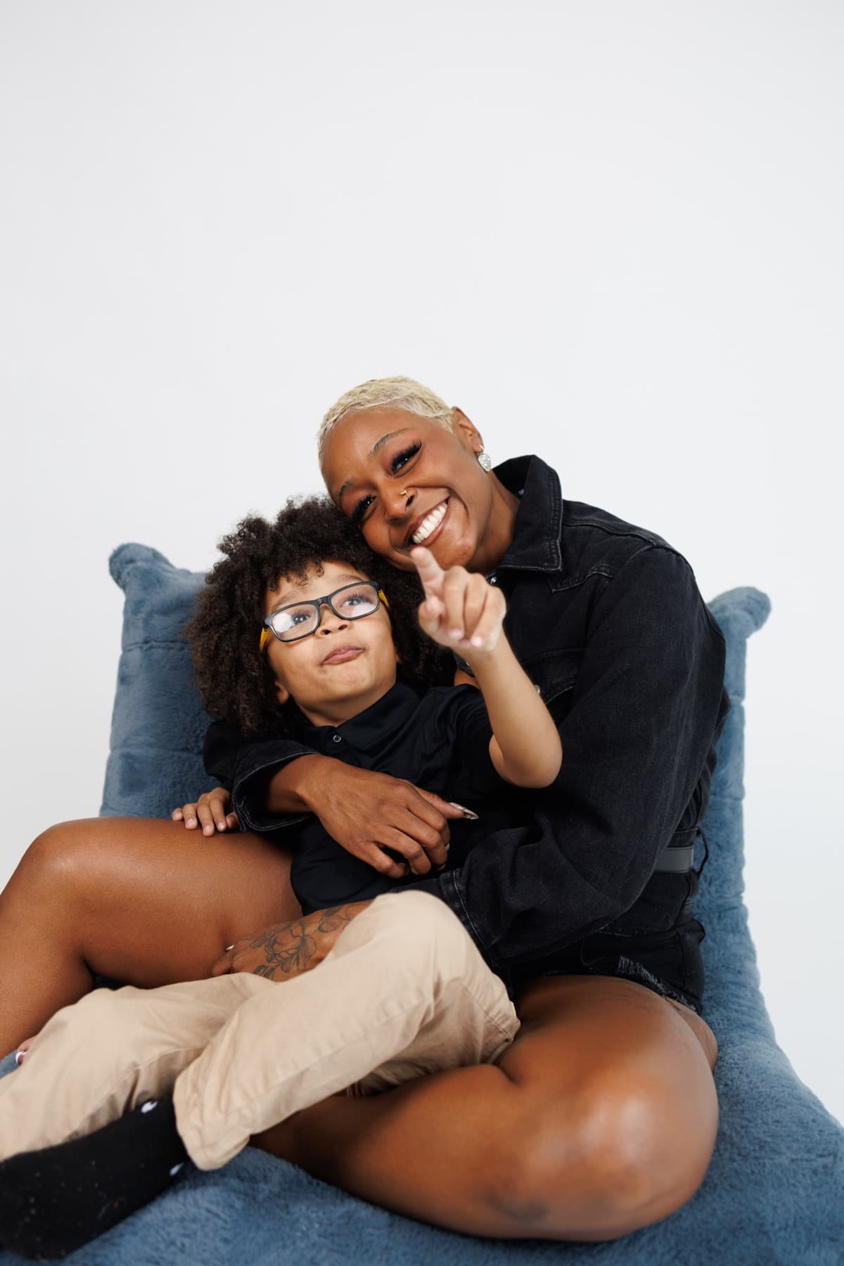 A joyful portrait of the app founder and her six-year-old son together.